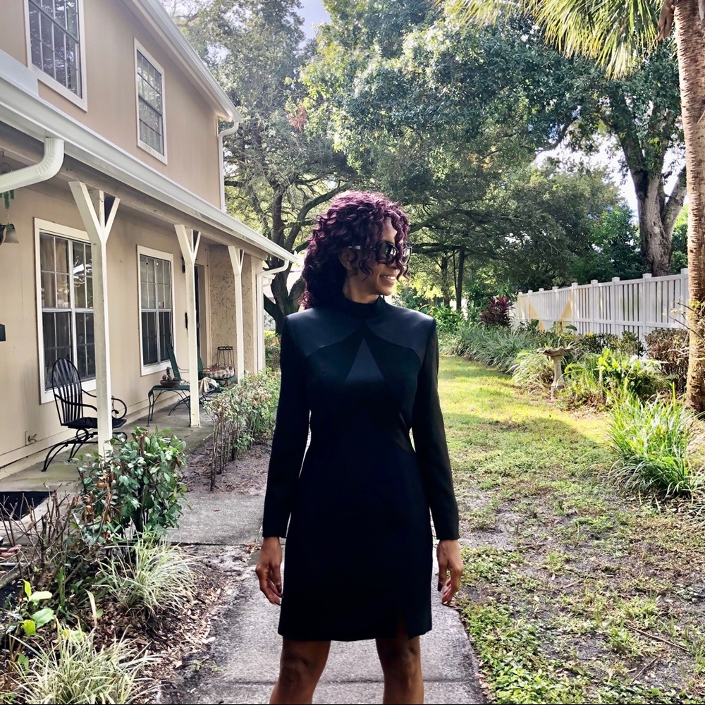 Long sleeve black cocktail dress